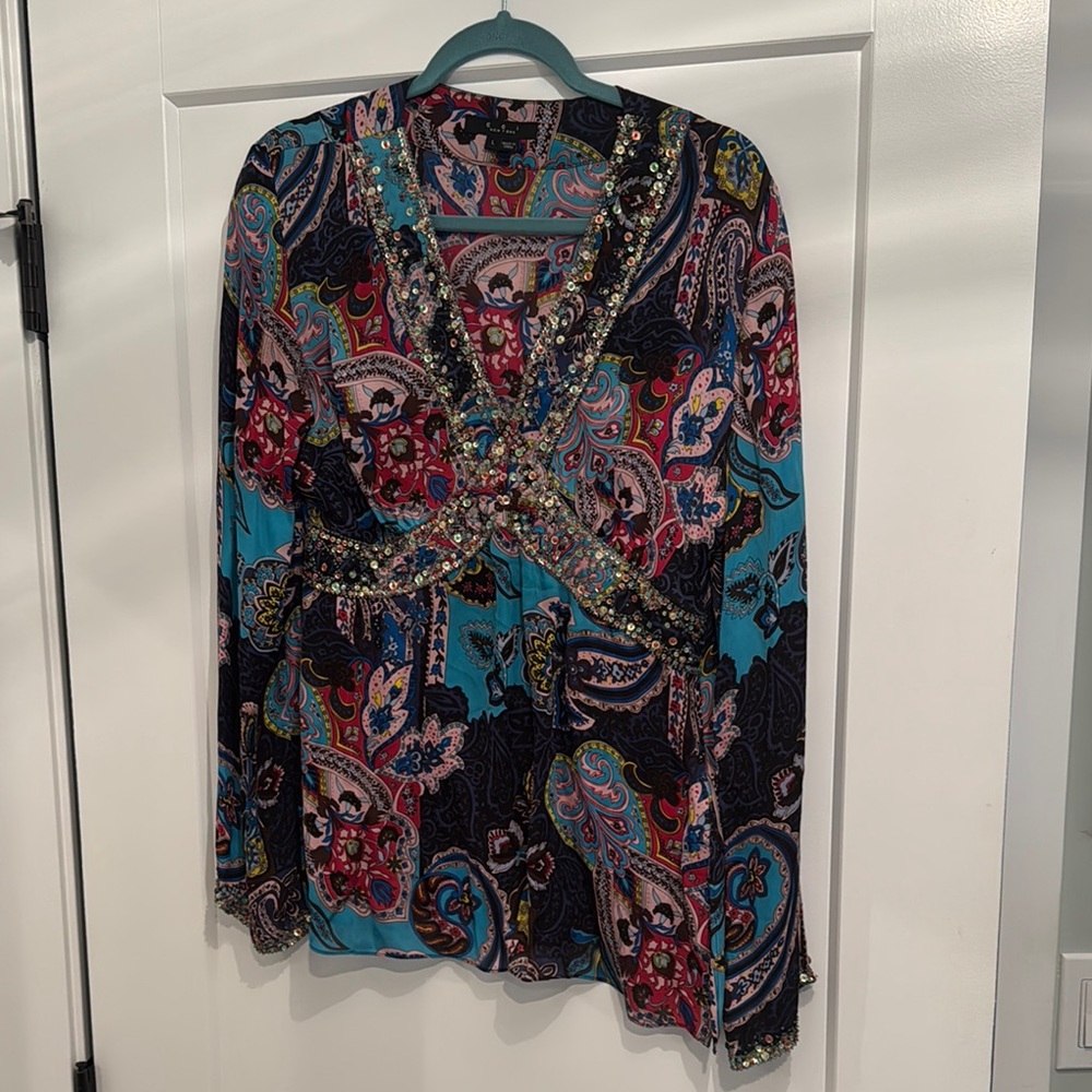 Embellished Multicolor Paisley Women's Top